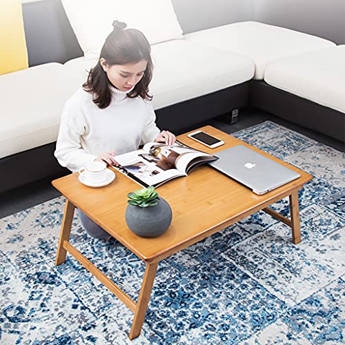 Table pliante en bambou carrée 60x60 pour salle à manger et ordinateur