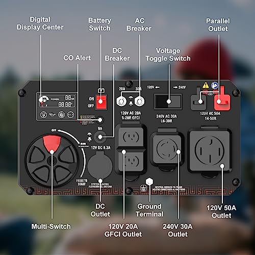 Aivolt VS8000411 8000 Watts Dual Fuel Portable Inverter Generator Super Quiet Gas Propane Powered Electric Start Outdoor Generator thumb #2