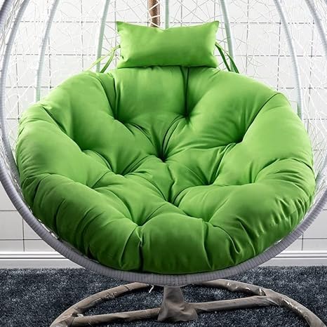 Soft Symphony Cushion for Hanging Basket Swing Chair - Polyester Cloth Seat Padded Pillow for Outdoor Egg/Garden Jhula (Green)
