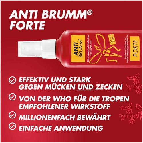 Anti Brumm Forte Pumpspray, 2 x 75 ml: Insekten-Repellent für effektiven Schutz gegen Mücken und Zecken, Mückenspray mit DEET