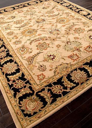 Image of 7x9 Ft Hand-Tufted Wool Rug - Classic Thick Carpet for Cozy Living Rooms & Master Bedrooms