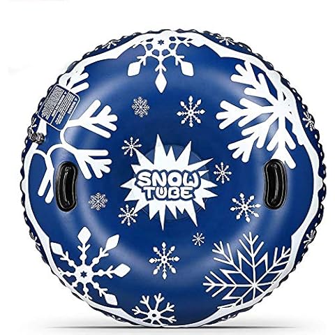 AOSEE Inflatable sledge, 47Inch Inflatable Snow Tube for Kids and Adults,Thick 0.6mm PVC Snow Tubes Inflatable Float with Handles for Winter Outdoor Sledding (Blue+White) Cover