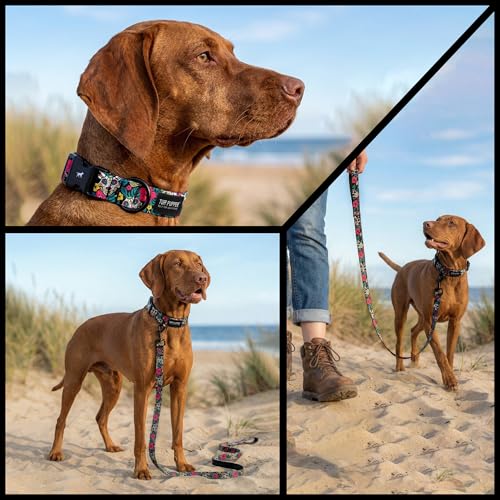 Image of Tuff Pupper Premium Adjustable Dog Collar for Extra Large Boy & Girl Dogs, Stylish Pattern Collars Designed in USA, Quick Release Buckle, DayoftheDead Print, XL (1.25 Inch Wide x 20-30 Inch Neck)