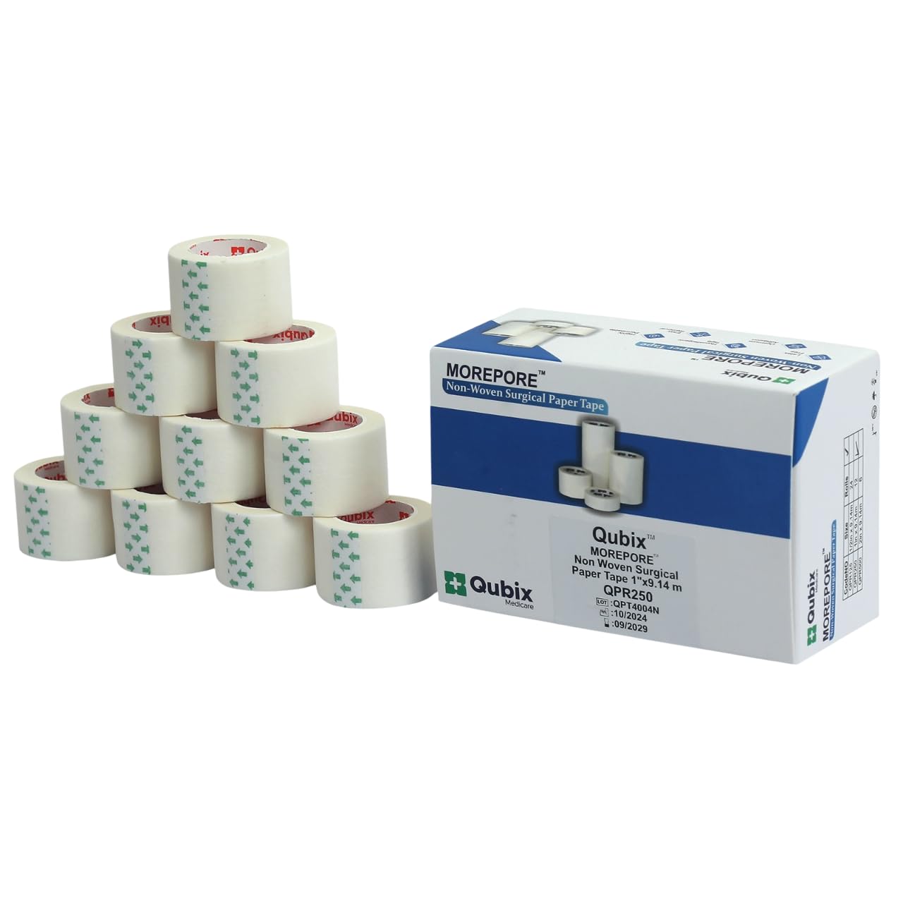 Qubix Non-Woven Surgical Paper Tape, 1 Inch x 9.14 Meters, 12 Rolls/Box - Soft, Breathable, Skin-Friendly Medical Tape for Securing Dressings and Devices-image-13