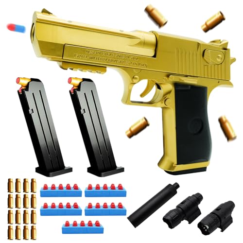 Ya en mundofriki.es: Pistola de Juguete, Pistola de Juguete Espuma Blaster, Armas de Juguetes para Niños, Pistola de Juguete Realista, con Cargador/Balas Espuma/Silenciador/Linterna/Mira Infrarroja, Desert Eagle (Oro)
