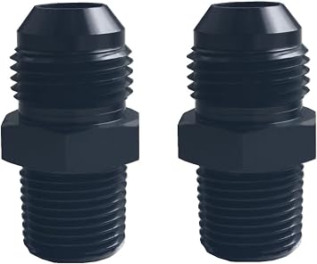 DEWHEL 2pcs Aluminum -8AN Flare to 3/8" NPT Pipe Straight Fitting Adapter Black 8AN - 3/8 NPT