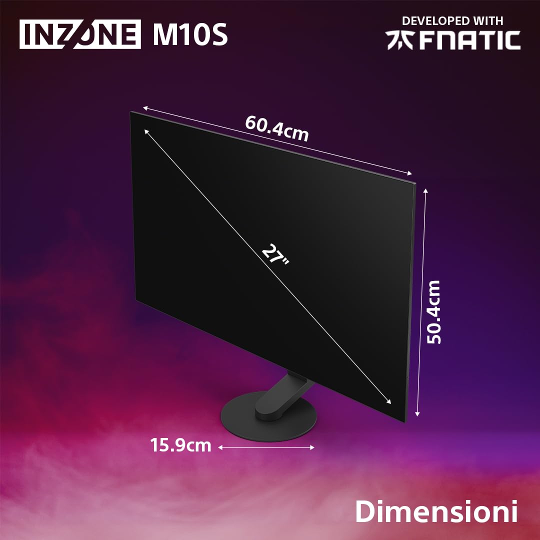 Sony INZONE Gaming Monitor M10S OLED QHD da 27-1440p, 480 Hz, G-Sync, Adaptive Sync, modello sviluppato con Fnatic, 1300 nit, DisplayPort 2.1-2 x HDMI 2.1- PC, PS5 [Classe di efficienza energetica F]