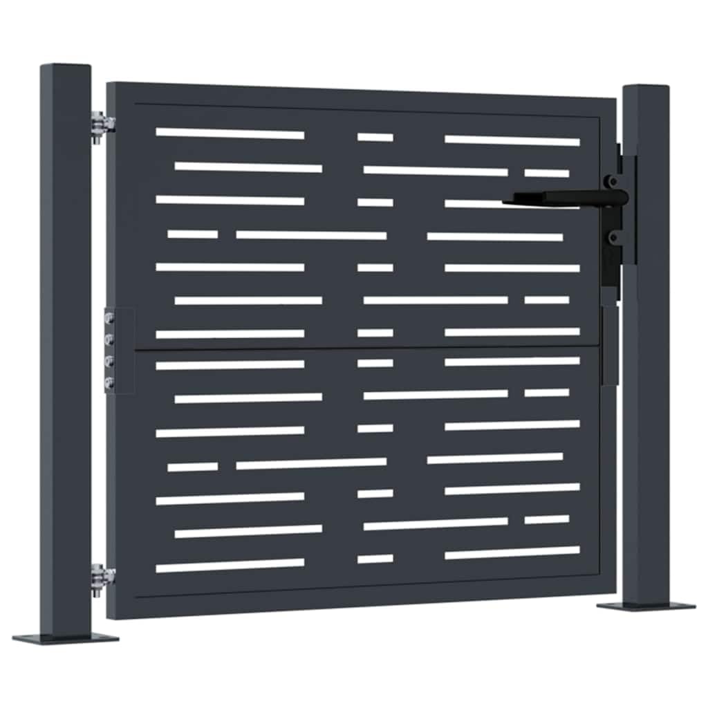 vidaXL Puerta de jardín Acero Gris Antracita diseño Cuadrado 100x75 cm, Puerta de Metal, Puerta Delantera de jardín, Puerta de jardín con Cerradura