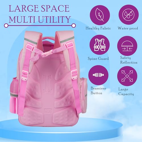 Image of Storite School Backpacks for Girls Stylish Bags for Girls Kids 7-12 Years Old Cartoon Water Resistant Backpack Durable Burden Relief School Bag Birthday