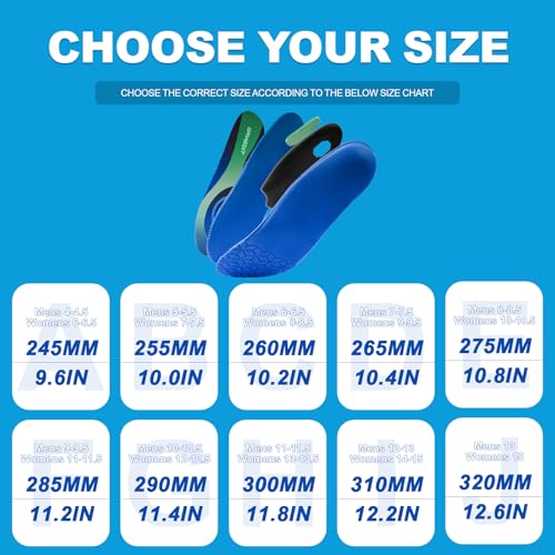 Image of Plantar Fasciitis Insoles for Men Women,High Arch Support for Pain Relief,Inserts Orthotic for Flat Feet Absorbing Inserts Standing All Day, Insoles for Work Boots 2 Pairs M13 /W15
