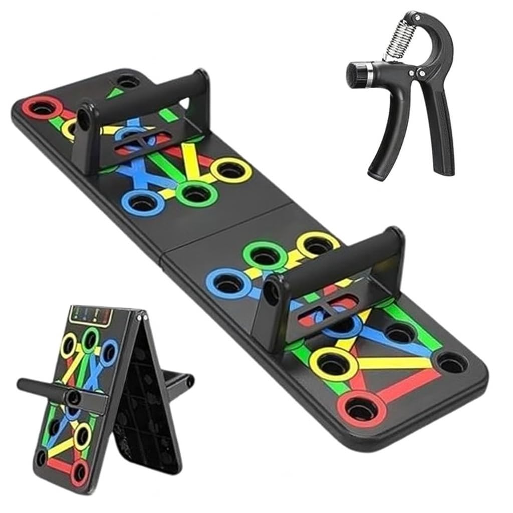 TWINZFIT 15 in 1 Pushup Board for Strength Training, Fitness and Exercise Equipment for men & woman, Home & Gym Exercise Equipment for Chest, Shoulder, Triceps Workout Black handgripper Combo 2 (PUSHUP BOARD HANDGRIPPER)-picture-16
