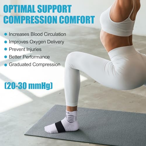 Image of NEENCA Professional Compression Socks, Medical Athletic Ankle Socks for Injury Recovery & Pain Relief, Sports Protection, Circulation -1 Pair, 20-30 mmhg