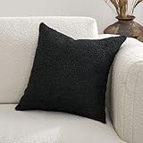 DOMVITUS Boucle Pillow Covers 20x20, Black Decorative Couch Pillows for Living Room, Throw Pillow Covers for Bedroom Chair Sofa Accent Couch Pillows Soft Cushion Case, 1PC