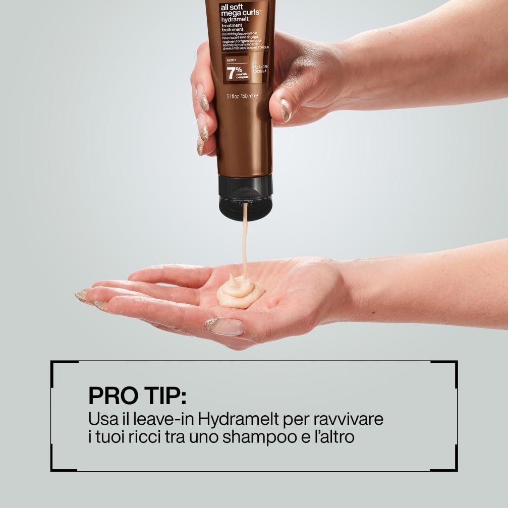 Redken Trattamento Leave-In per Capelli Ricci e Secchi, Nutre e Rinforza, Per Capelli Setosi e Ricci Scolpiti, Con Aloe Vera, All Soft Mega Curls Hydramelt, 150 ml