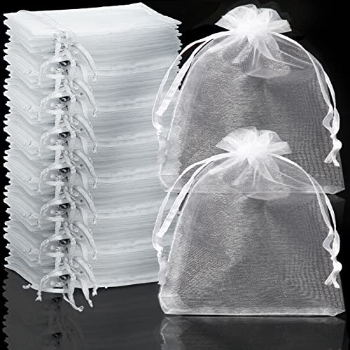 Lonely high heels Organzasäckchen 100 Stück Schmuckbeutel Organza Säckchen 7x9 cm Geschenkbeutel für Festival Party Hochzeit und die tägliche Platzierung von Schmuck Kosmetik Süßigkeiten (Weiß) Cover