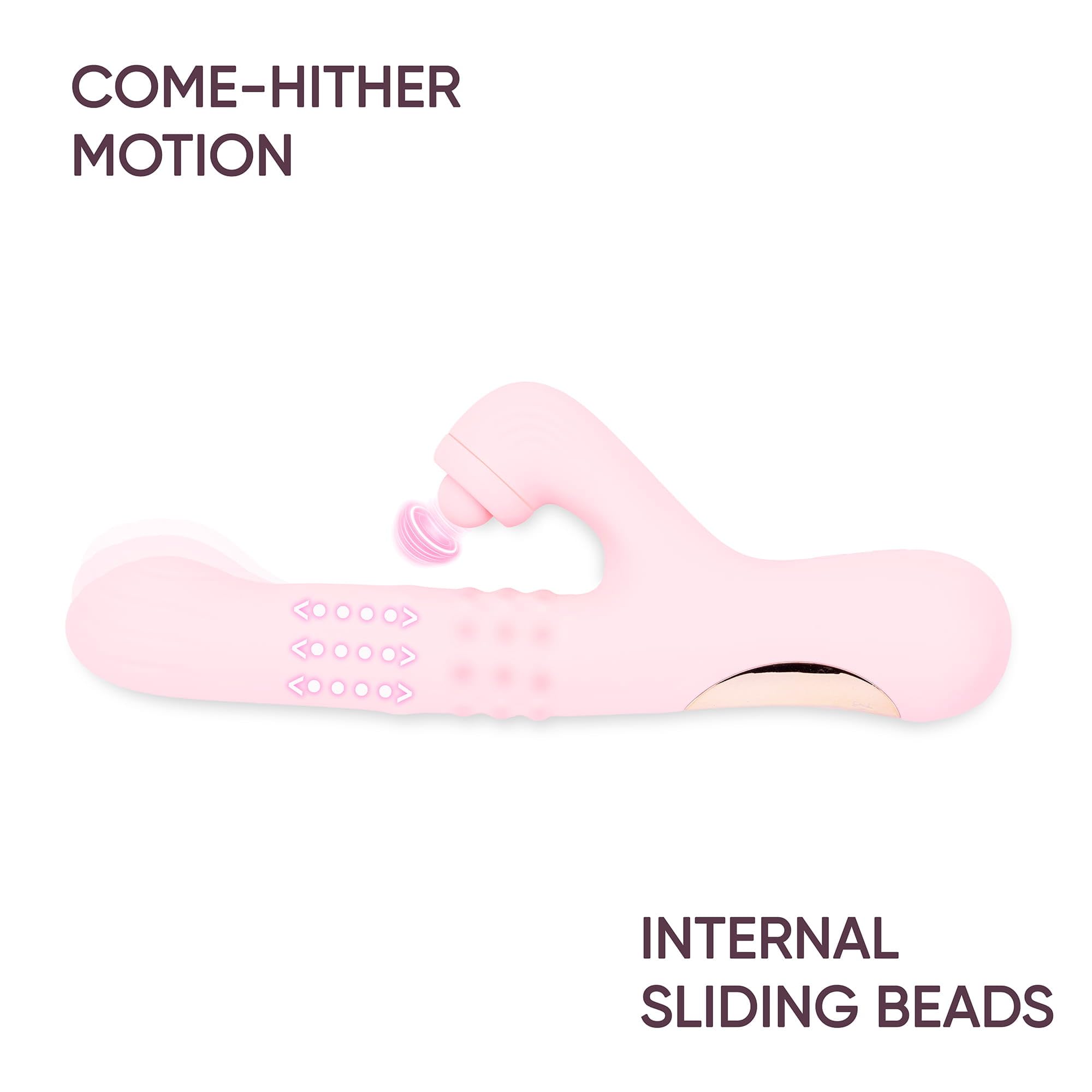 SELOVE Vibratore Rabbit a Doppia Stimolazione – Movimento Come-Hither, Sfere Scorrevoli e Tapping Clitorideo (Rosa)