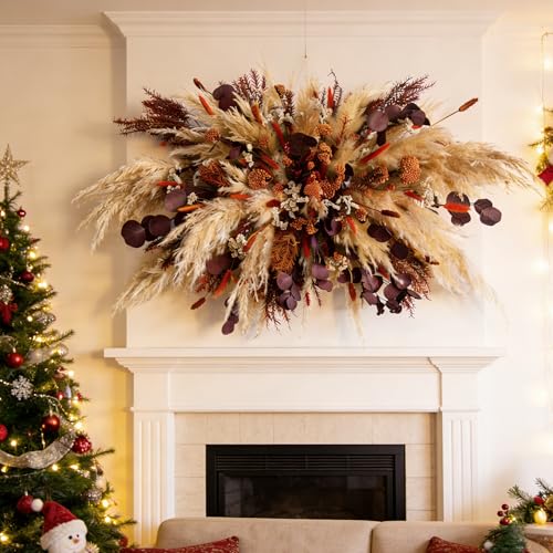 YN HI FLOWER Boho Fall Dried Flower Wall Decor Kit,