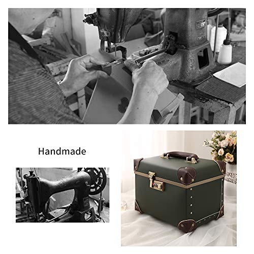 urecity Portable Makeup Train Case Cosmetic Organizer Case Leather Storage Box with Combination Lock (15