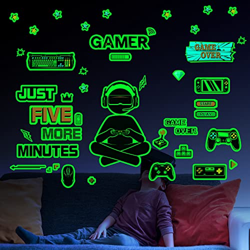 Glow In The Dark Game Wall Decal Video Game Room Decor Gaming Decals For Boys Room Wall Stickers For Kids Bedroom Sticker Home Playroom Decoration #TOP7