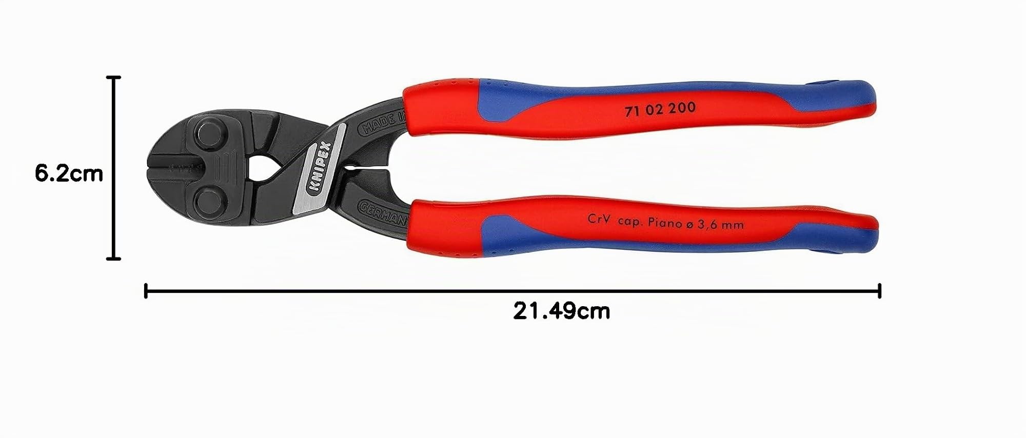 Knipex CoBolt Coupe-boulons compact avec gaines bi-matière minces 200 mm, 71 02 200