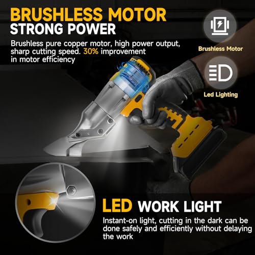 Image of Cordless Metal Shear for DeWalt 20V Max Battery, Brushless 14GA Steel Metal Cutter with 360 Roftaiting Head, 221 Ft-Lbs Torque for Cutting Stainless Sheet, Iron, Carpet, Leather,Cardboard(NO Battery)