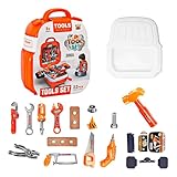 Maleta De Ferramentas Infantil Kit Com 22 Peças Brinquedo Mochila E Painel Para Brincar Com Chave De Fenda Martelo Bancadinha