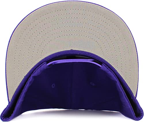 Image of KBETHOS Classic Snapback Hat Blank Cap Underbrim Cotton Wool Blend Flat Visor Adjustable Unisex