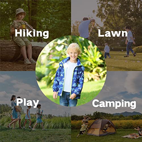 Image of Boys Rain Jacket with Detachable Hood Lightweight Raincoats for Kids