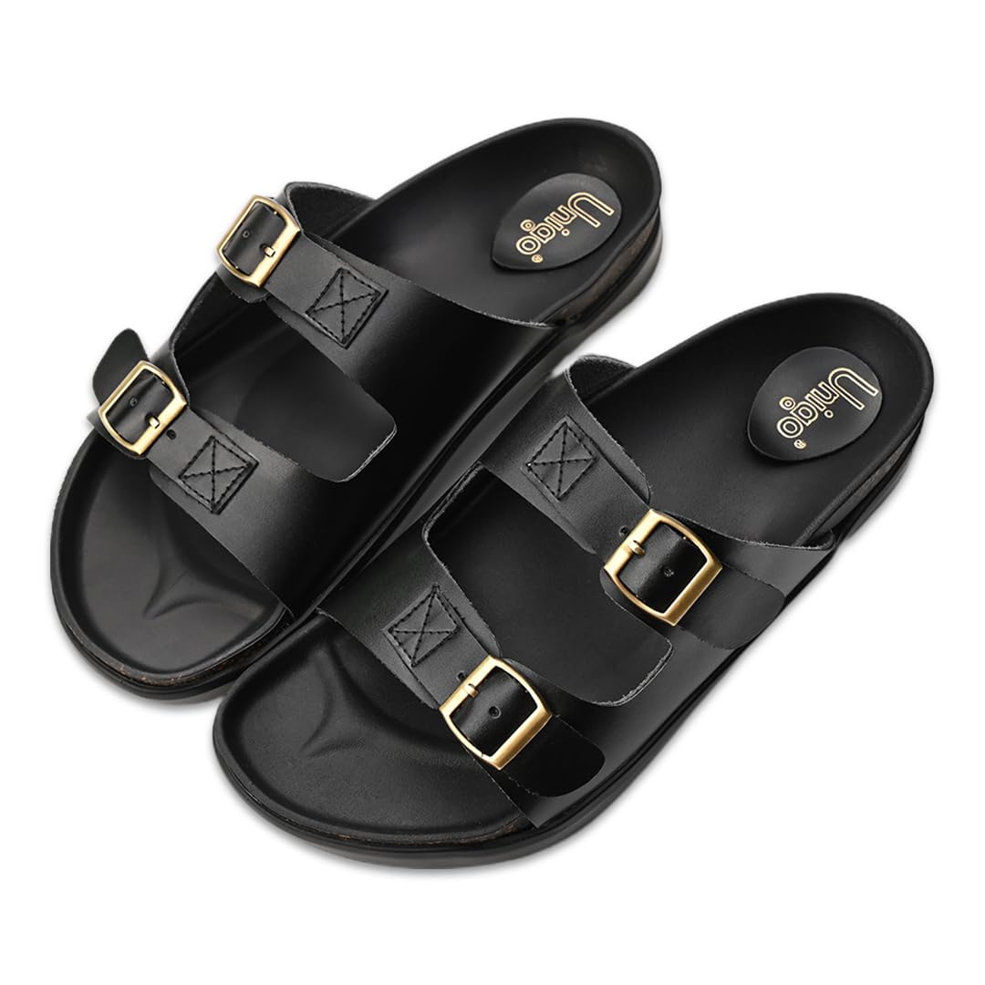 Unigo Alpha Stylish Chappal For Men | Size-6, Black | Lightweight and Comfortable Slippers for Men | Vegan Leather Sandal,Flip Flop For Everyday Wear | Mens Formal Footwear | Soft & Durable Chappal (B0CVMD81W4) Amazon Price History, Amazon Price Tracker