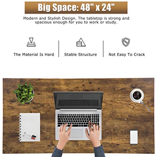 Bestoffice CD-H9650-VINTAGE Computer Desk Home Office Desk 48"W X 24"D Gaming Desk Corner Writing Black Large Student Art Modren Simple Style Pc Wood And Metal Desk Workstation thumb #3