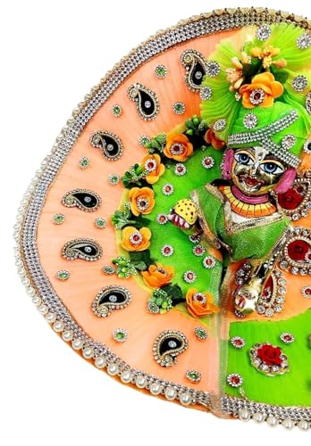 Image of Partish Laddu Gopal Janamashtmi Dress l Ladoo Gopal Dress l Kanha Ji Dress Size 1 2 4 5 6 (Size 5, Peach+Green)