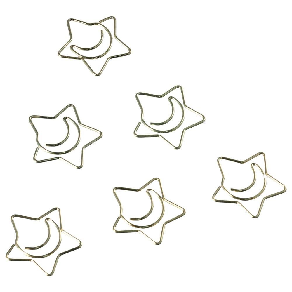 Star Paperclip Unique Paper Clips 50pcs Moon & Star Paper Clips - Gold Metal Bookmark ...