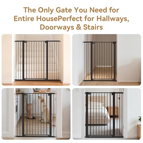 43 inch Tall Safety Dog Gate Adjustable 29.7-45.2inch Extra-Wide Metal Pet Gate Drill-Free Pressure-Mount Installation kit Self-Closing Cat Gate for Stairwells、Doorways(Black) - Image 7