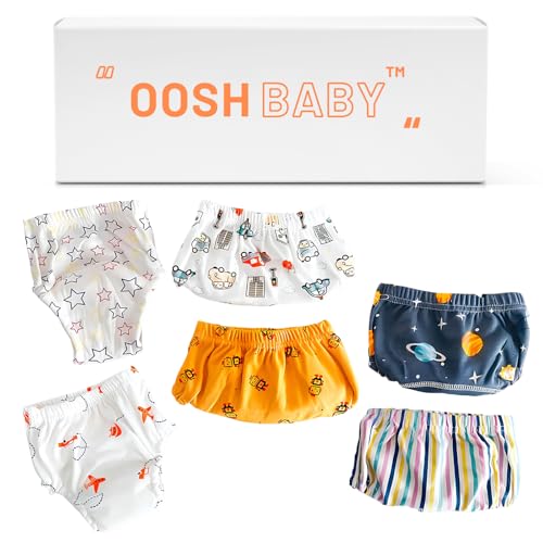 Oosh Baby Training Pants Reusable, Waterproof, Absorbent Potty Training Underwear Fits Toddler Boys and Girls (Medium)