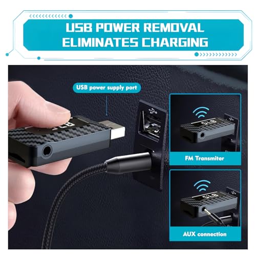 Receptor Bluetooth USB para auto con transmisor FM y AUX miniatura 5