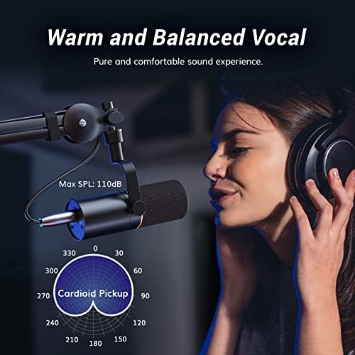 Mikrofon dynamiczny, TONOR USB/XLR PC Mikrofon do podcastów, nagrań, streamowania na żywo i gier, XLR Kardioidalny mikrofon studyjny do muzyki i emisji głosu z szybkim wyciszeniem, TD510