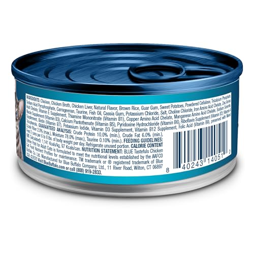 Image of Blue Buffalo Tastefuls Chicken Pate Wet Cat Food for Adult Cats, Real Chicken First, Made with Natural Ingredients Enhanced with Vitamins, Minerals & Other Nutrients, 3-oz. Cans (24 Count)
