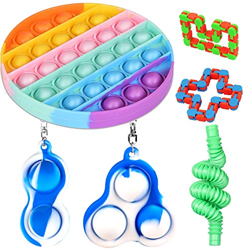 Leeche Pop Fidget Toys Set for Teens Kids Adults Pop Keychain,Pop Tubes,Push it Pop Bubble for Classroom, Office, Christmas Great Popping Sound Gift for with ADHD Autism