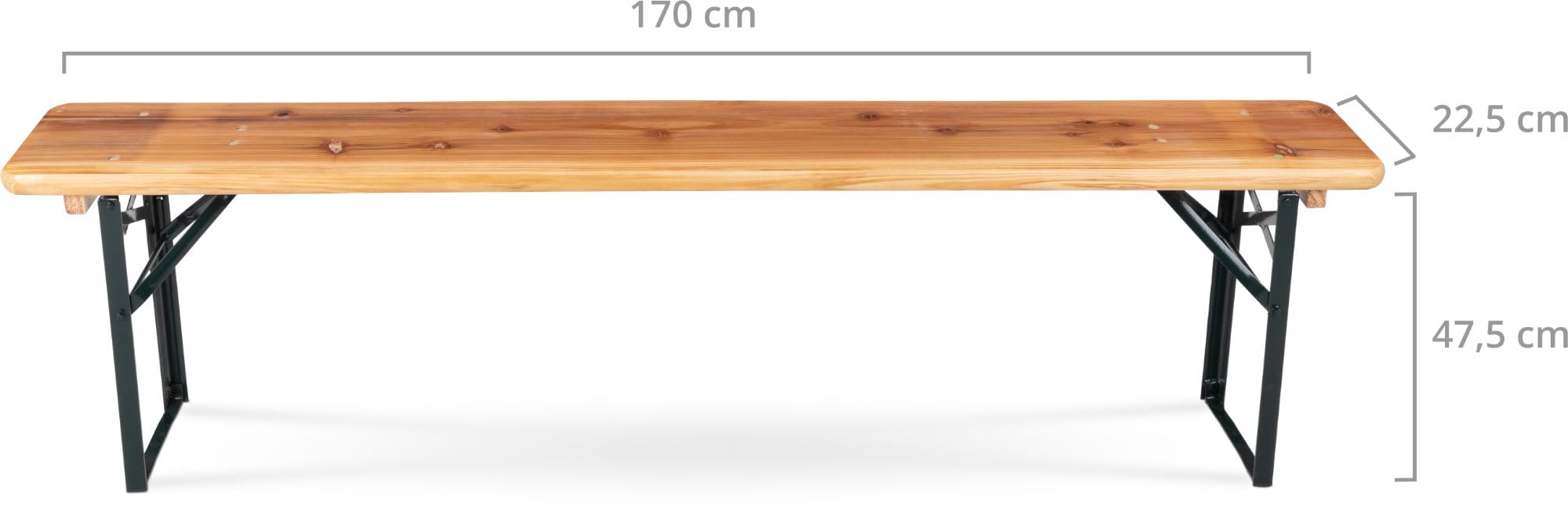 Stagecaptain BBB-170 Hirschgarten Panca Da Birreria Set 4 Pezzi - 4 robuste panche lunghe da 170 cm - Cerniere metalliche stabili - Superficie verniciata - Pieghevole - Seduta in legno - Naturale