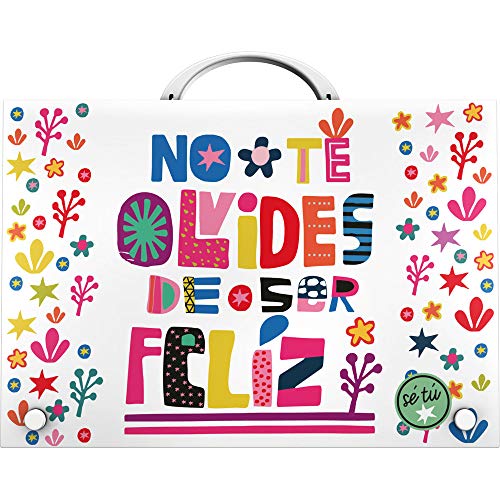 Grafoplás 37402406 Colección Sé Tú Maletín Escolar con Asa, Polipropileno, Cierre con Broche, Modelo Sé Feliz, Folio1