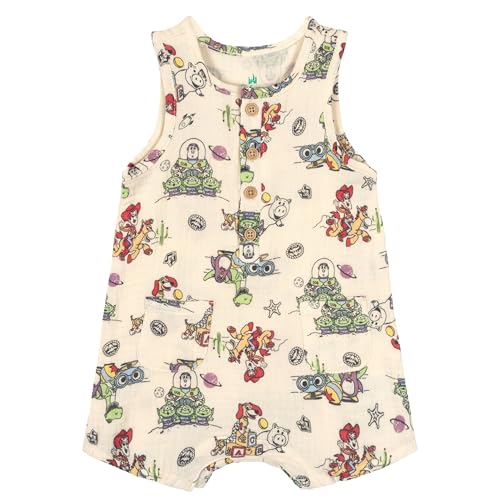 Disney Toy Story Newborn Baby Boys Sleeveless Gauze Romper Cream Toy Story 3-6 Months