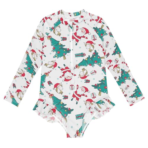 Image of Girls One Piece Swimsuits Long Sleeve Rash Guard Bathing Suit Rash Guard Quick Dry UPF 50+ Swimwear for Kids 3-12