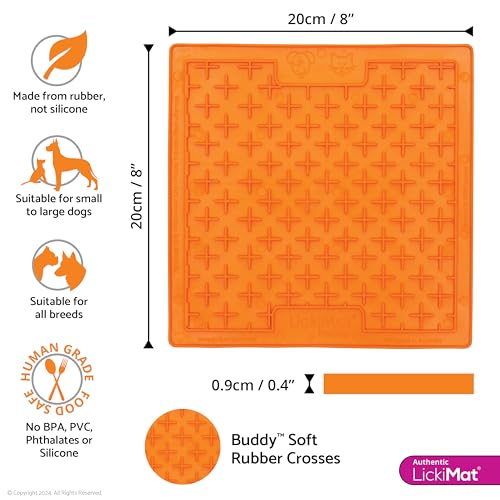 Lickimat Buddy Orange, Schleckmatte Leckmatte für Hunde und Katzen