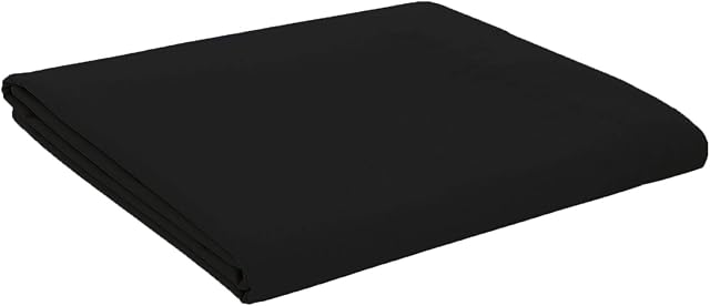 AmigoZone Easycare Pollycotton Percal Flat Sheet, Double - Black