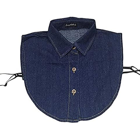 LANGUGU Unisex Stylish Detachable Half Shirt Blouse False Collar Solid Color Denim Fake Collar (Deep Blue) Cover