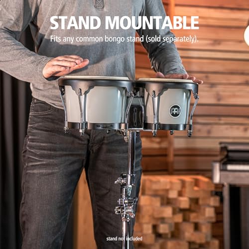 Image of Meinl Percussion Bongos with Bag and Tuning Key, 6.5 inch and 7.5 inch Hand Drum Set - Buffalo Heads, Synthetic Shells