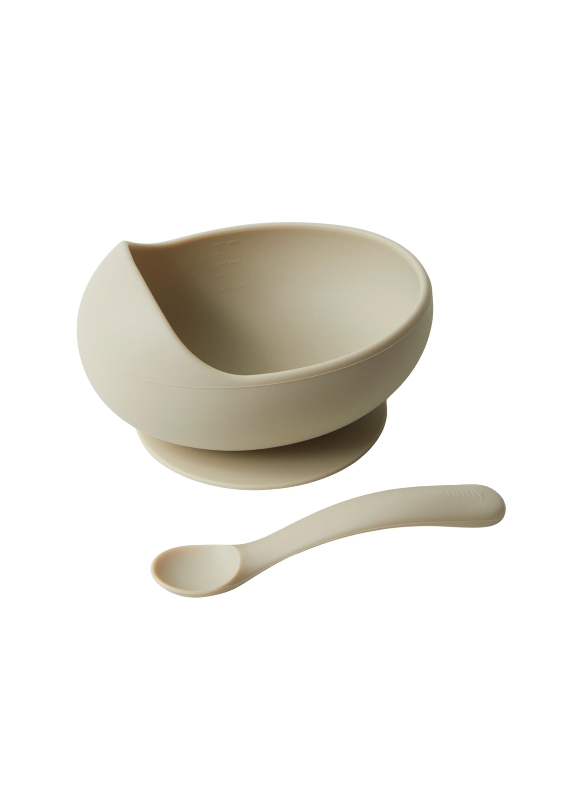 Konny Baby Bowl Microwaveable Silicone & Spoon Set, Self Feeding Essentials Baby Led Weaning Supplies -Mustard Cream