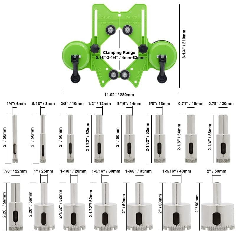 Miniatura 4 de Juego de 16 sierra perforadora de diamante, kit de brocas de sierra de vidrio con guía de sierra de agujero, adecuado para azulejos de cerámica,