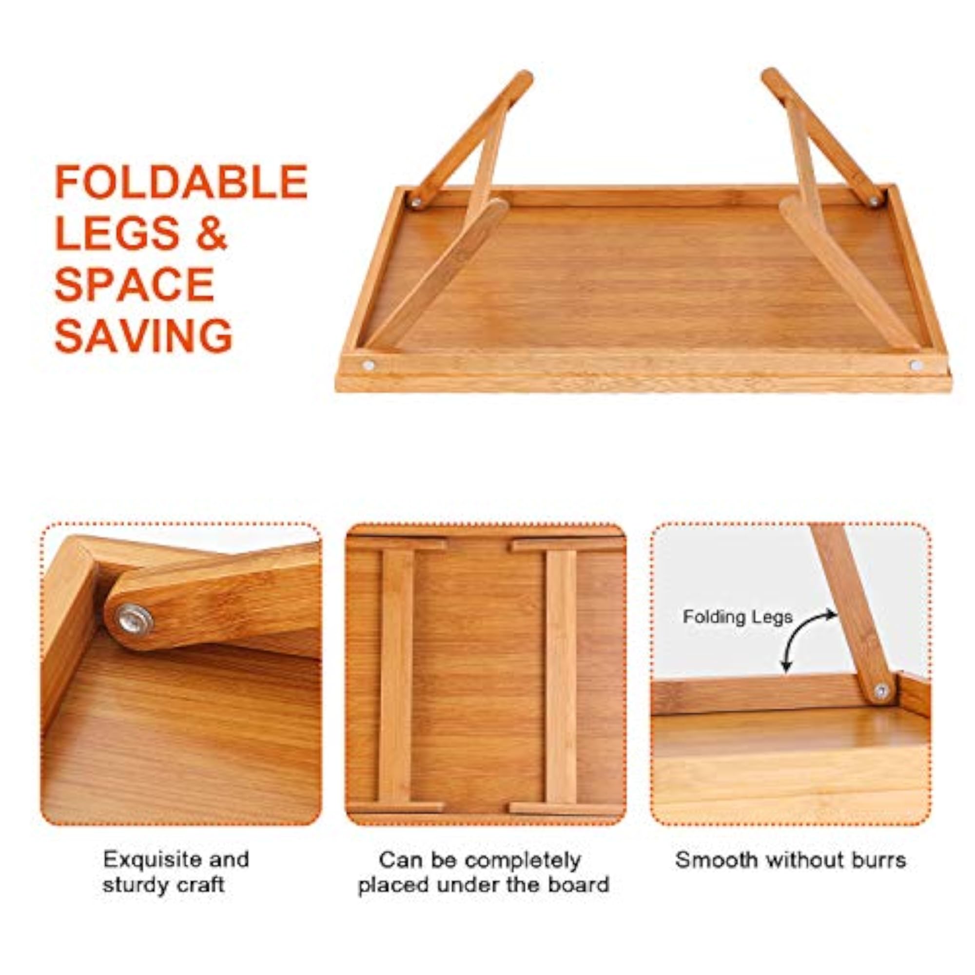 Breakfast Tray Table with Folding Legs, Gift Idea