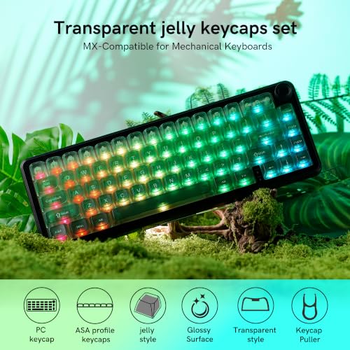 Image of dagaladoo Clear keycaps Set,Translucent Keyboard keycaps,Jelly Key caps | Shine Through keycap,MDA Profile Custom keycaps for Mx Switches Mechanical Keyboard(Gradient Green,115-keys)